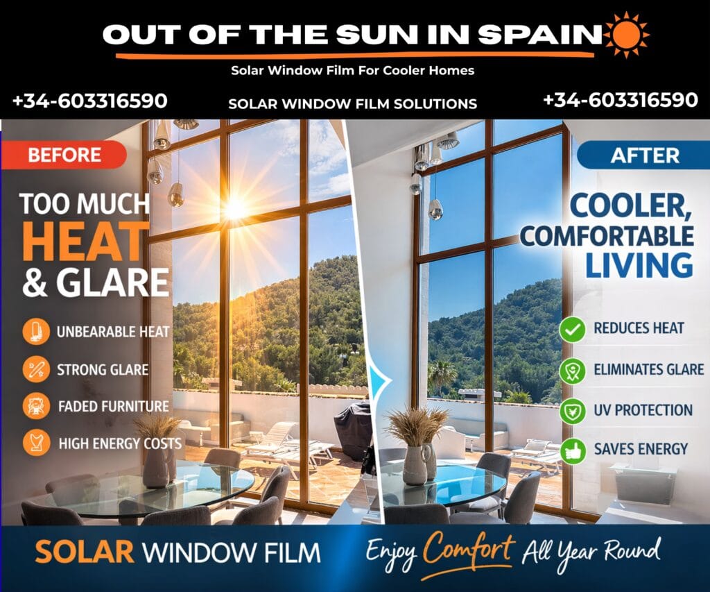 Silver solar window film interior installed to protect against heat, glare and UV