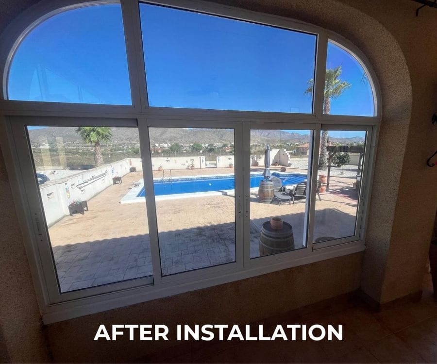 Before and After the installation of Solar Window Film. Hondon de las Frailes, inland Alicante Province 6