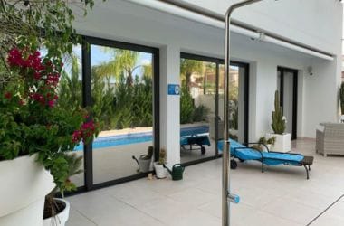 Silver reflective solar window film, exterior installed in Alicante, Costa Blanca